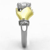 TK1324 - Two-Tone IP Gold (Ion Plating) Stainless Steel Ring with AAA Grade CZ in Clear - Alamode - Flyclothing LLC