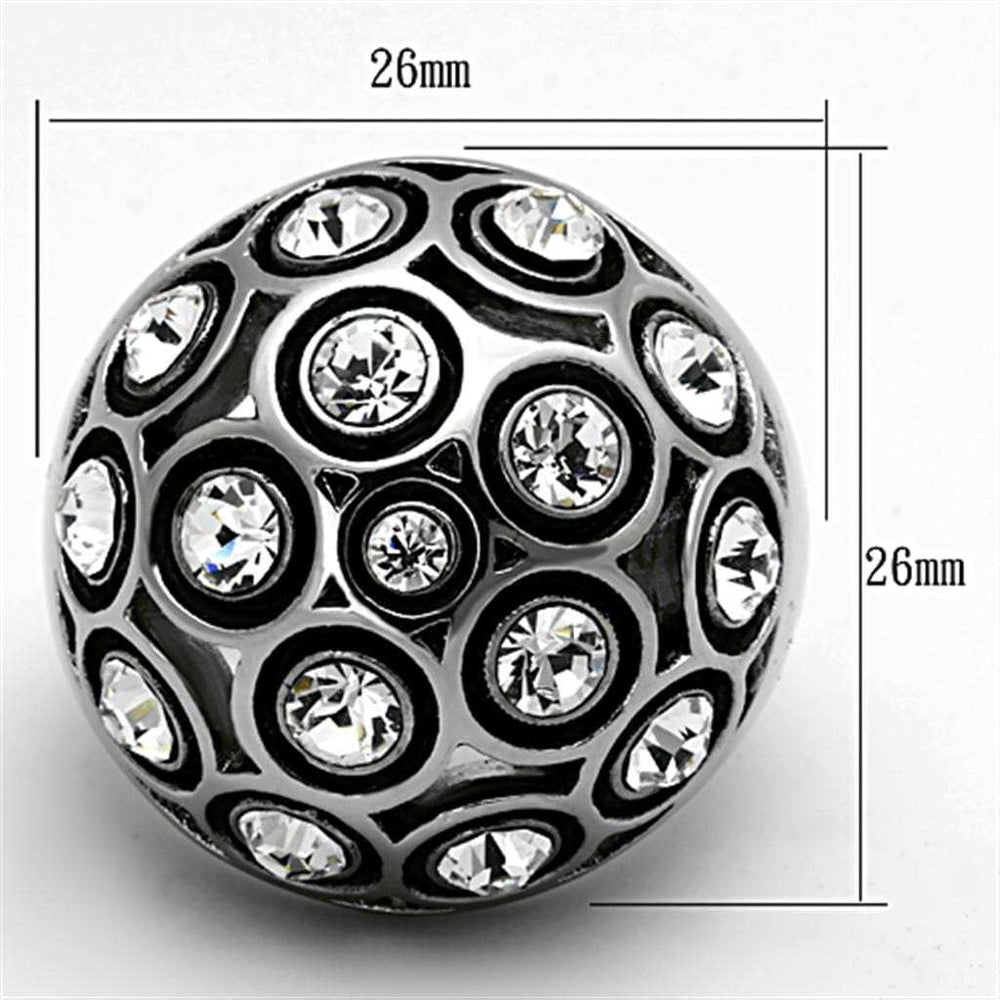 TK1325 - High polished (no plating) Stainless Steel Ring with Top Grade Crystal in Clear - Alamode - Flyclothing LLC