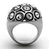 TK1325 - High polished (no plating) Stainless Steel Ring with Top Grade Crystal in Clear - Alamode - Flyclothing LLC