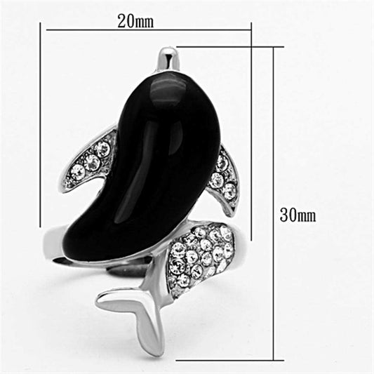 TK1326 - High polished (no plating) Stainless Steel Ring with Top Grade Crystal in Clear - Alamode - Flyclothing LLC