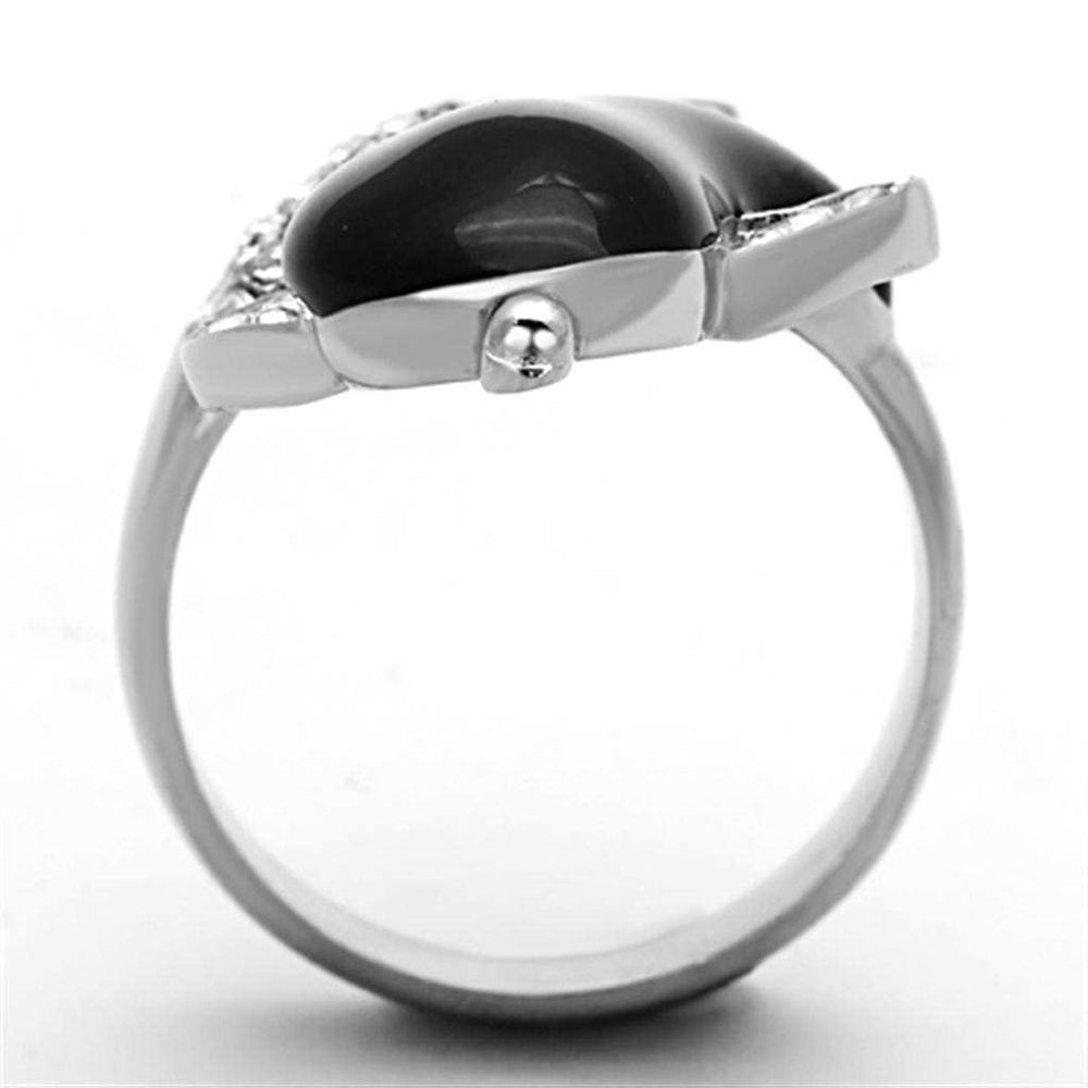 TK1326 - High polished (no plating) Stainless Steel Ring with Top Grade Crystal in Clear - Alamode - Flyclothing LLC