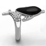 TK1326 - High polished (no plating) Stainless Steel Ring with Top Grade Crystal in Clear - Alamode - Flyclothing LLC