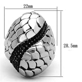 TK1327 - High polished (no plating) Stainless Steel Ring with Top Grade Crystal in Jet - Alamode - Flyclothing LLC