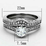 TK1330 - High polished (no plating) Stainless Steel Ring with AAA Grade CZ in Clear - Alamode - Flyclothing LLC