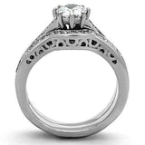 TK1330 - High polished (no plating) Stainless Steel Ring with AAA Grade CZ in Clear - Alamode - Flyclothing LLC