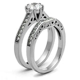 TK1330 - High polished (no plating) Stainless Steel Ring with AAA Grade CZ in Clear - Alamode - Flyclothing LLC