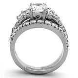 TK1331 - High polished (no plating) Stainless Steel Ring with AAA Grade CZ in Clear - Alamode - Flyclothing LLC