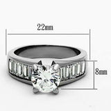 TK1332 - High polished (no plating) Stainless Steel Ring with AAA Grade CZ in Clear - Alamode - Flyclothing LLC