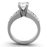 TK1332 - High polished (no plating) Stainless Steel Ring with AAA Grade CZ in Clear - Alamode - Flyclothing LLC