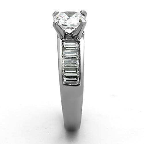 TK1332 - High polished (no plating) Stainless Steel Ring with AAA Grade CZ in Clear - Alamode - Flyclothing LLC