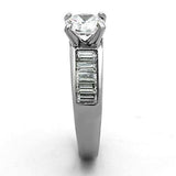 TK1332 - High polished (no plating) Stainless Steel Ring with AAA Grade CZ in Clear - Alamode - Flyclothing LLC