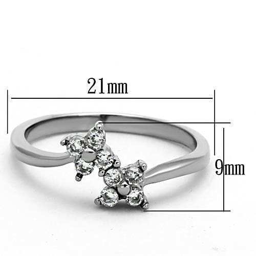 TK1333 - High polished (no plating) Stainless Steel Ring with AAA Grade CZ in Clear - Alamode - Flyclothing LLC