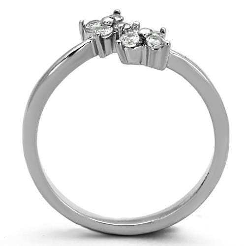 TK1333 - High polished (no plating) Stainless Steel Ring with AAA Grade CZ in Clear - Alamode - Flyclothing LLC