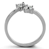 TK1333 - High polished (no plating) Stainless Steel Ring with AAA Grade CZ in Clear - Alamode - Flyclothing LLC