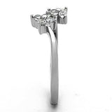 TK1333 - High polished (no plating) Stainless Steel Ring with AAA Grade CZ in Clear - Alamode - Flyclothing LLC