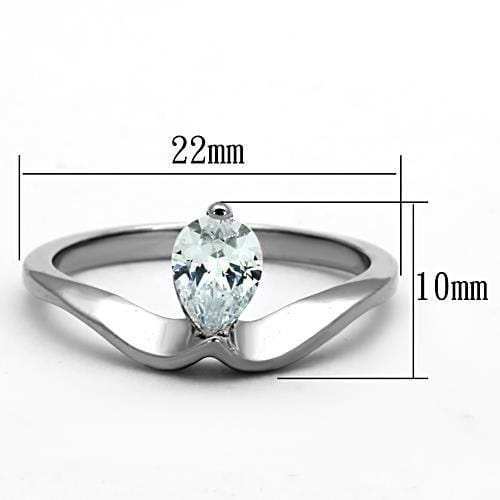 TK1336 - High polished (no plating) Stainless Steel Ring with AAA Grade CZ in Clear - Alamode - Flyclothing LLC