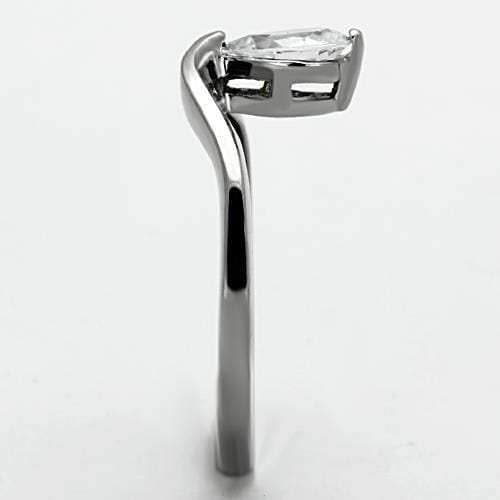 TK1336 - High polished (no plating) Stainless Steel Ring with AAA Grade CZ in Clear - Alamode - Flyclothing LLC