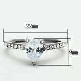 TK1337 - High polished (no plating) Stainless Steel Ring with AAA Grade CZ in Clear - Alamode - Flyclothing LLC