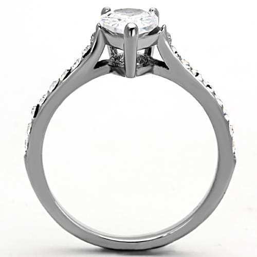 TK1337 - High polished (no plating) Stainless Steel Ring with AAA Grade CZ in Clear - Alamode - Flyclothing LLC
