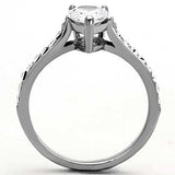 TK1337 - High polished (no plating) Stainless Steel Ring with AAA Grade CZ in Clear - Alamode - Flyclothing LLC