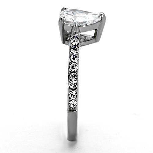 TK1337 - High polished (no plating) Stainless Steel Ring with AAA Grade CZ in Clear - Alamode - Flyclothing LLC
