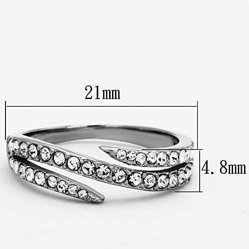 TK1338 - High polished (no plating) Stainless Steel Ring with Top Grade Crystal in Clear - Alamode - Flyclothing LLC