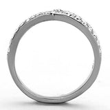 TK1338 - High polished (no plating) Stainless Steel Ring with Top Grade Crystal in Clear - Alamode - Flyclothing LLC