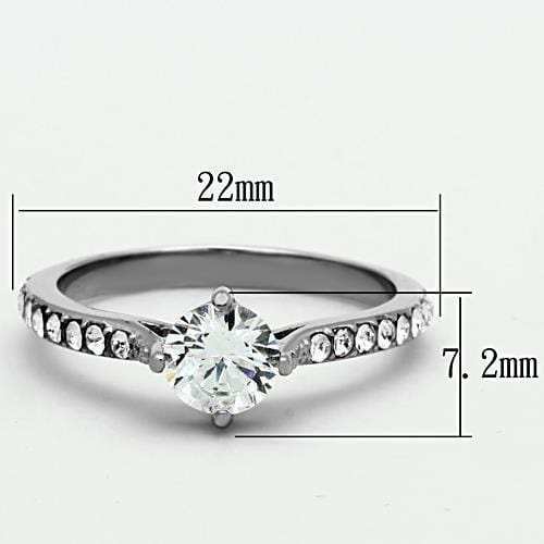 TK1339 - High polished (no plating) Stainless Steel Ring with AAA Grade CZ in Clear - Alamode - Flyclothing LLC