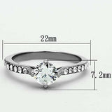 TK1339 - High polished (no plating) Stainless Steel Ring with AAA Grade CZ in Clear - Alamode - Flyclothing LLC