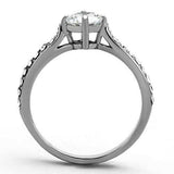 TK1339 - High polished (no plating) Stainless Steel Ring with AAA Grade CZ in Clear - Alamode - Flyclothing LLC