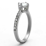 TK1339 - High polished (no plating) Stainless Steel Ring with AAA Grade CZ in Clear - Alamode - Flyclothing LLC