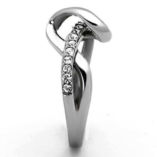 TK1341 - High polished (no plating) Stainless Steel Ring with Top Grade Crystal in Clear - Alamode - Flyclothing LLC