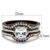 TK1343PC - Two Tone IP Dark Brown (IP coffee) Stainless Steel Ring with AAA Grade CZ in Clear - Alamode - Flyclothing LLC