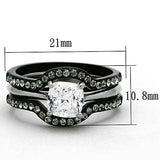 TK1343 - Two-Tone IP Black Stainless Steel Ring with AAA Grade CZ in Clear - Alamode - Flyclothing LLC