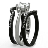 TK1343 - Two-Tone IP Black Stainless Steel Ring with AAA Grade CZ in Clear - Alamode - Flyclothing LLC