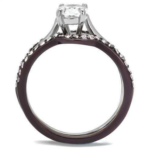 TK1344PC - Two Tone IP Dark Brown (IP coffee) Stainless Steel Ring with AAA Grade CZ in Clear - Alamode - Flyclothing LLC