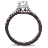 TK1344PC - Two Tone IP Dark Brown (IP coffee) Stainless Steel Ring with AAA Grade CZ in Clear - Alamode - Flyclothing LLC