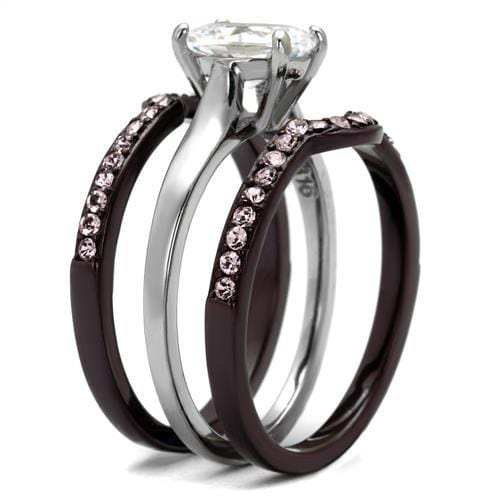 TK1344PC - Two Tone IP Dark Brown (IP coffee) Stainless Steel Ring with AAA Grade CZ in Clear - Alamode - Flyclothing LLC