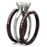 TK1344PC - Two Tone IP Dark Brown (IP coffee) Stainless Steel Ring with AAA Grade CZ in Clear - Alamode - Flyclothing LLC