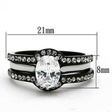 TK1344 - Two-Tone IP Black Stainless Steel Ring with AAA Grade CZ in Clear - Alamode - Flyclothing LLC