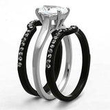 TK1344 - Two-Tone IP Black Stainless Steel Ring with AAA Grade CZ in Clear - Alamode - Flyclothing LLC