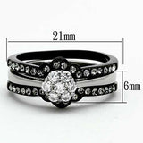 TK1345 - Two-Tone IP Black Stainless Steel Ring with AAA Grade CZ in Clear - Alamode - Flyclothing LLC