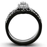 TK1345 - Two-Tone IP Black Stainless Steel Ring with AAA Grade CZ in Clear - Alamode - Flyclothing LLC