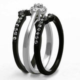 TK1345 - Two-Tone IP Black Stainless Steel Ring with AAA Grade CZ in Clear - Alamode - Flyclothing LLC