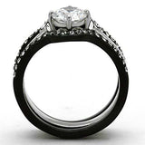TK1346 - Two-Tone IP Black Stainless Steel Ring with AAA Grade CZ in Clear - Alamode - Flyclothing LLC