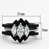TK1347 - Two-Tone IP Black Stainless Steel Ring with AAA Grade CZ in Clear - Alamode - Flyclothing LLC