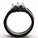 TK1347 - Two-Tone IP Black Stainless Steel Ring with AAA Grade CZ in Clear - Alamode - Flyclothing LLC