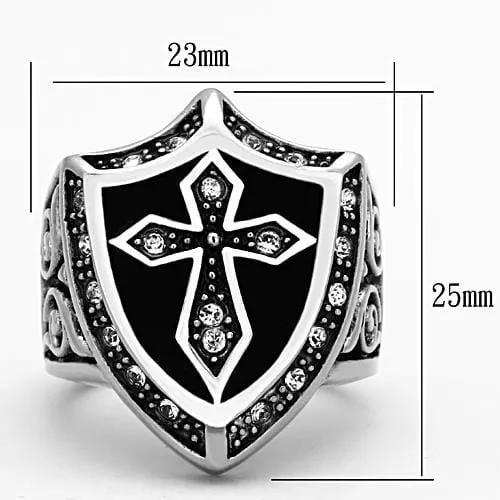 TK1349 - High polished (no plating) Stainless Steel Ring with Top Grade Crystal in Clear - Alamode - Flyclothing LLC