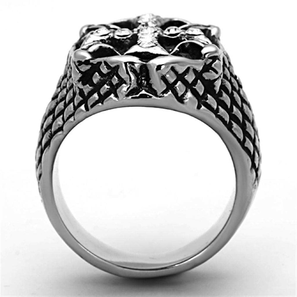 TK1351 - High polished (no plating) Stainless Steel Ring with Top Grade Crystal in Clear - Alamode - Flyclothing LLC