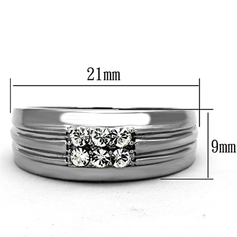 TK1357 - High polished (no plating) Stainless Steel Ring with Top Grade Crystal in Clear - Alamode - Flyclothing LLC